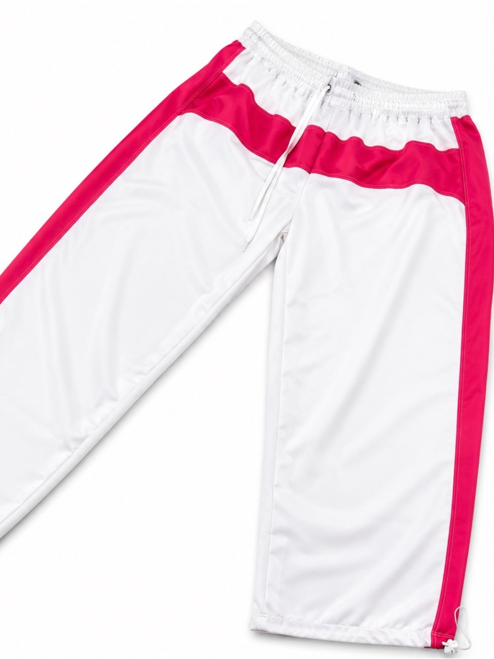 FIVE THE LABEL YXL GIRLS  White Jogger Pants with Pink Side Panels